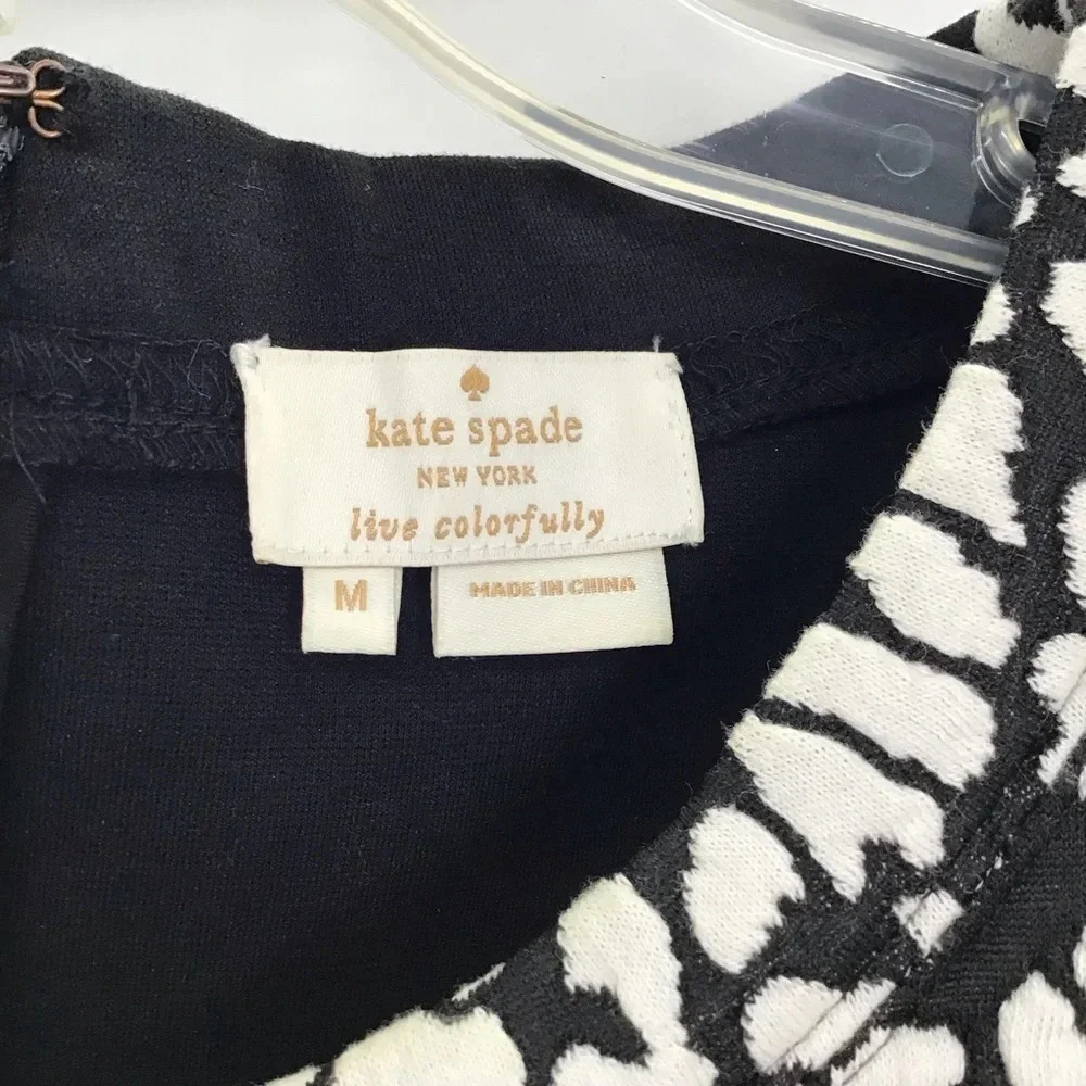 Kate Spade NY Leopard Jacquard Panel Top Career Black/White Size Medium